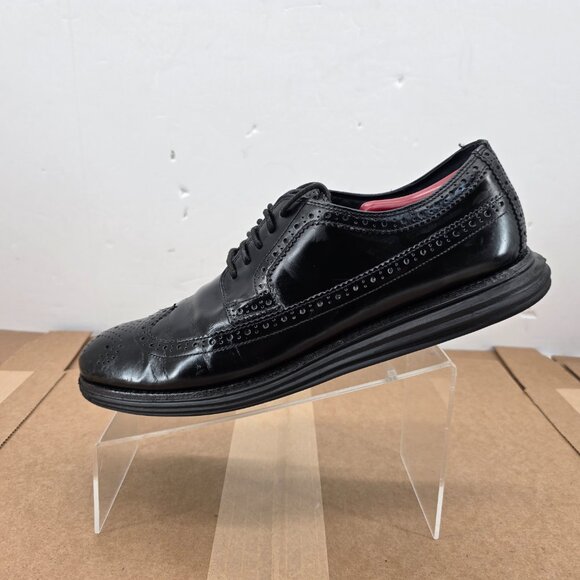 Cole Haan Lunargrand Mens Shoes Black Leather Comfort Brogue Wingtip Oxford  13 - Picture 2 of 10